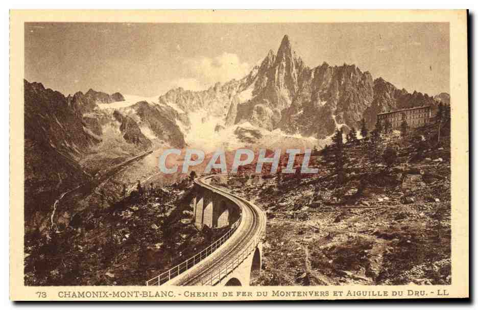 CPA Chamonix Mont Blanc La Chaine De Fer Montenvers Et Aiguille Du Dru