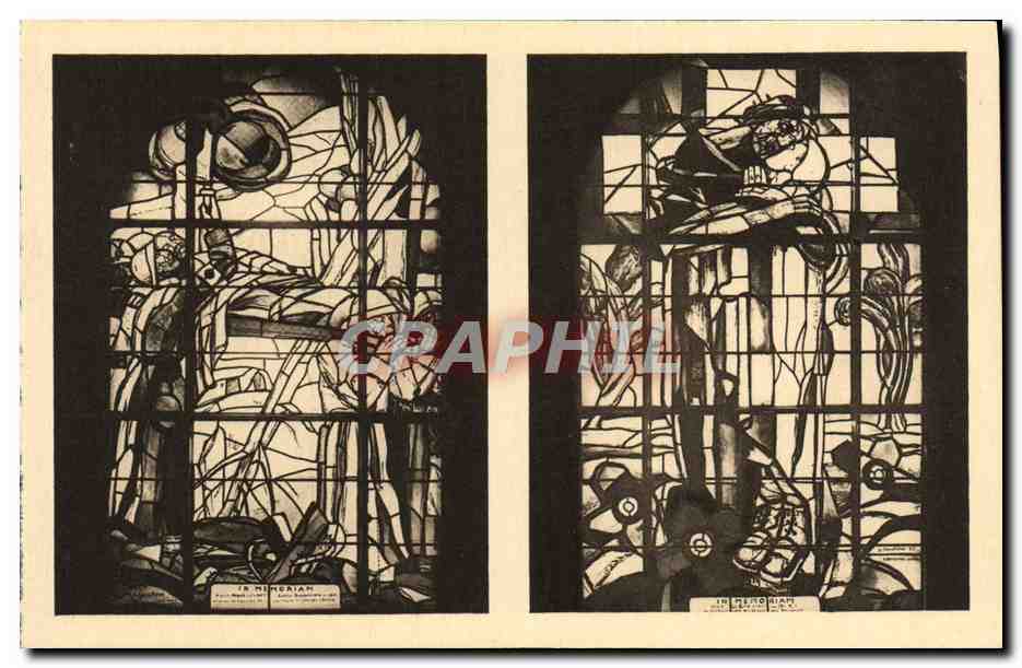 Deux vitraux de la chapelle catholique — Ossuaire de Douaumont — éditeur : Héliogravure Imprimerie de Nancy