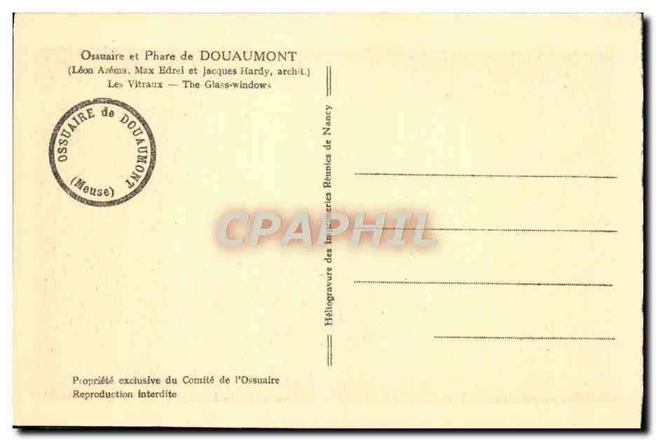 CPA Ossuaire et Phare de Douaumont Les vitraux Militaria — Rückseite