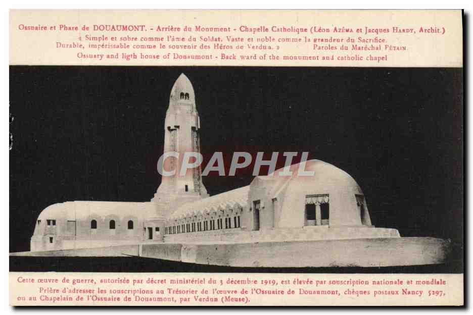 Ossuaire et Phare de Douaumont — Arrière du Monument — Chapelle Catholique — Léon Azéma et Jacques Hardy, Architectes