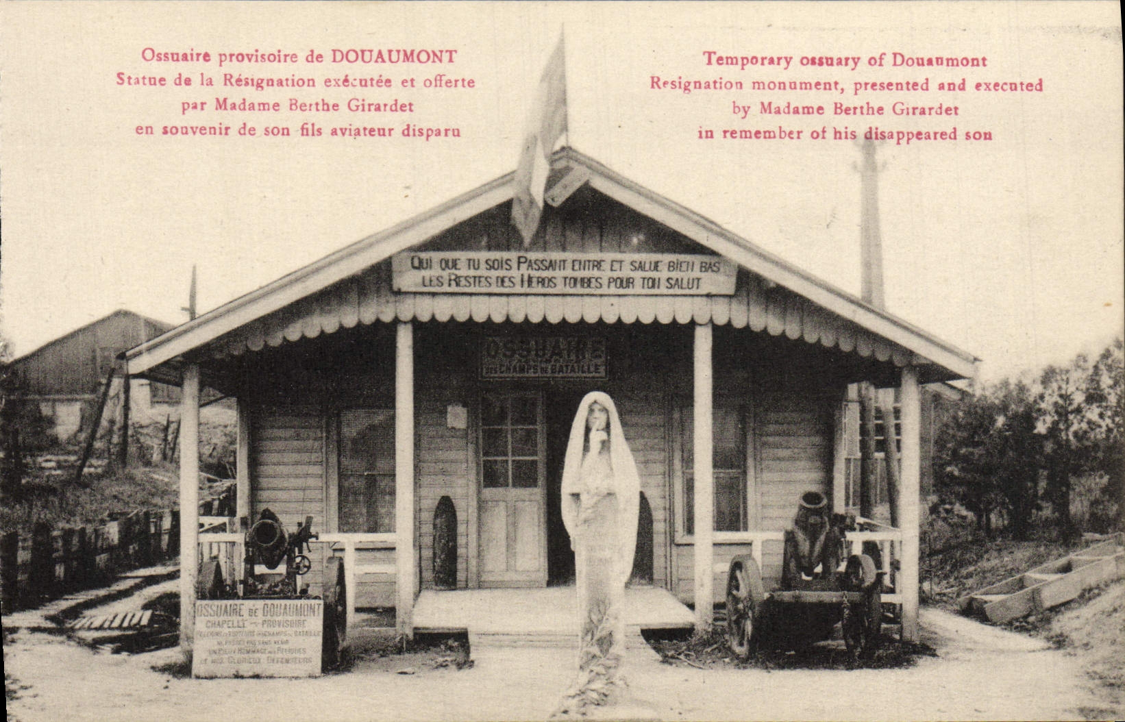 CPA Ossuaire Provisoire de Douaumont Statue de la Resignation Militaria