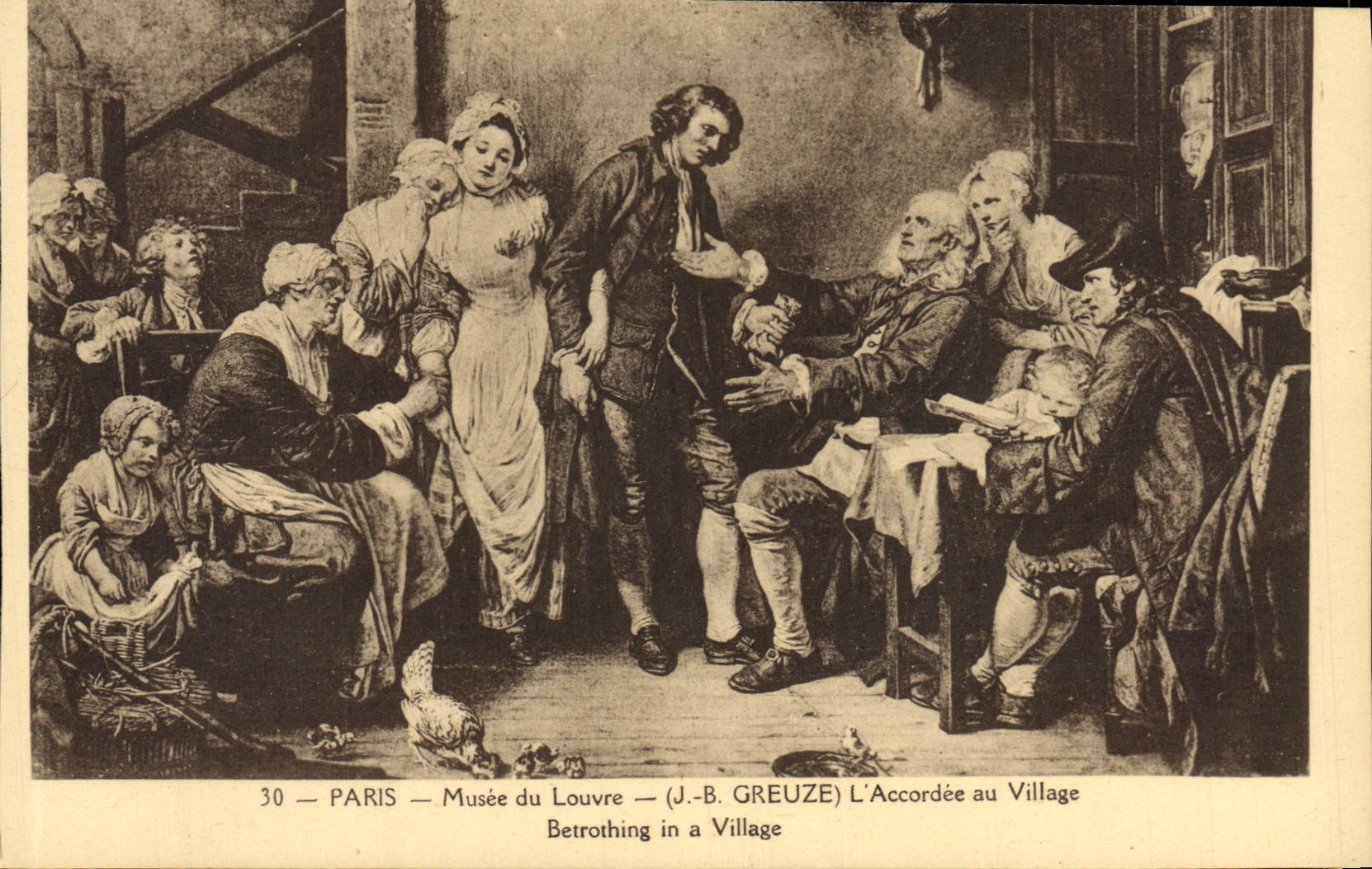 CPA Paris Musee du Louvre Greuze L'accordee au village 