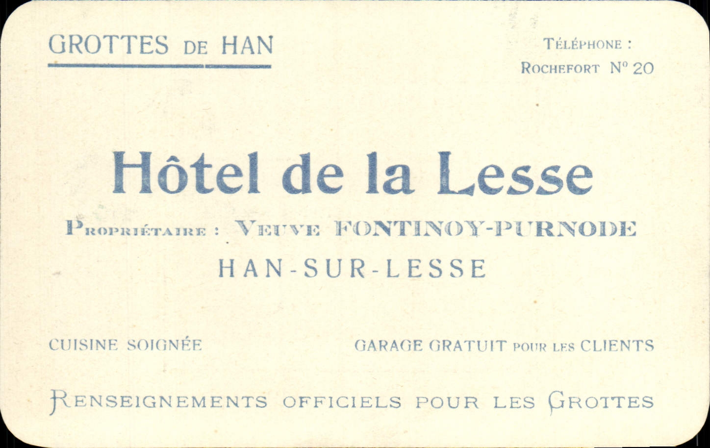 Carte Grottes de Han Hotel de la Lesse Fontinoy Purnode 