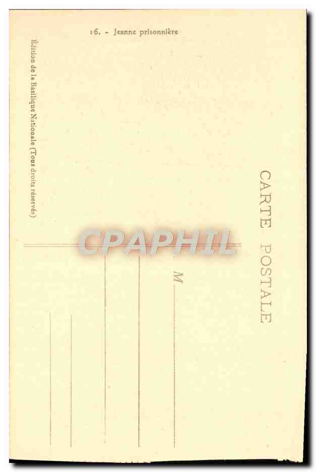 CPA Jeanne d'arc Jeanne Prisonniere — Verso