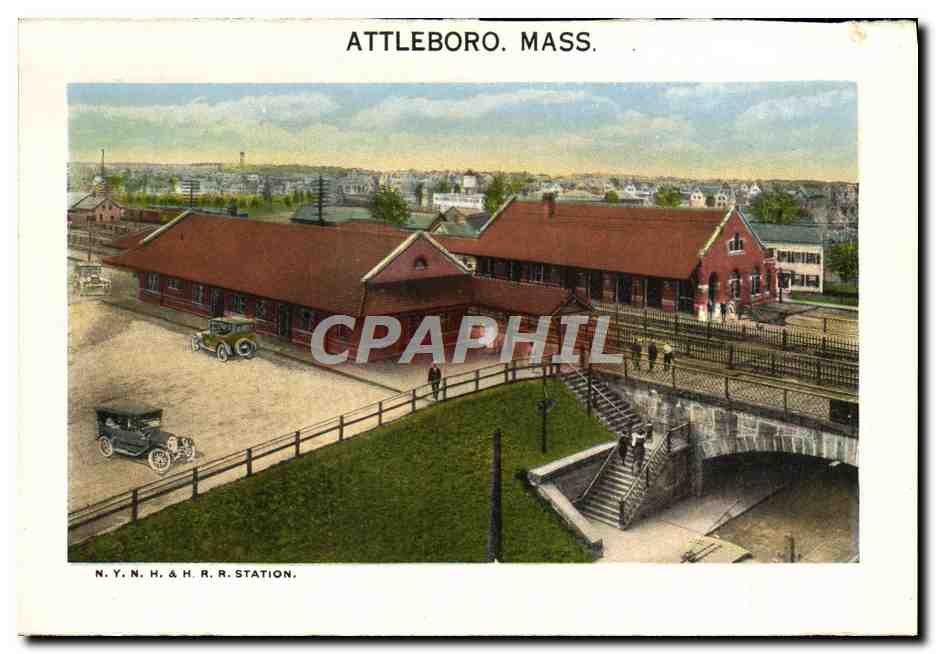 CPA Attleboro Mass NYNH&H RR Station 