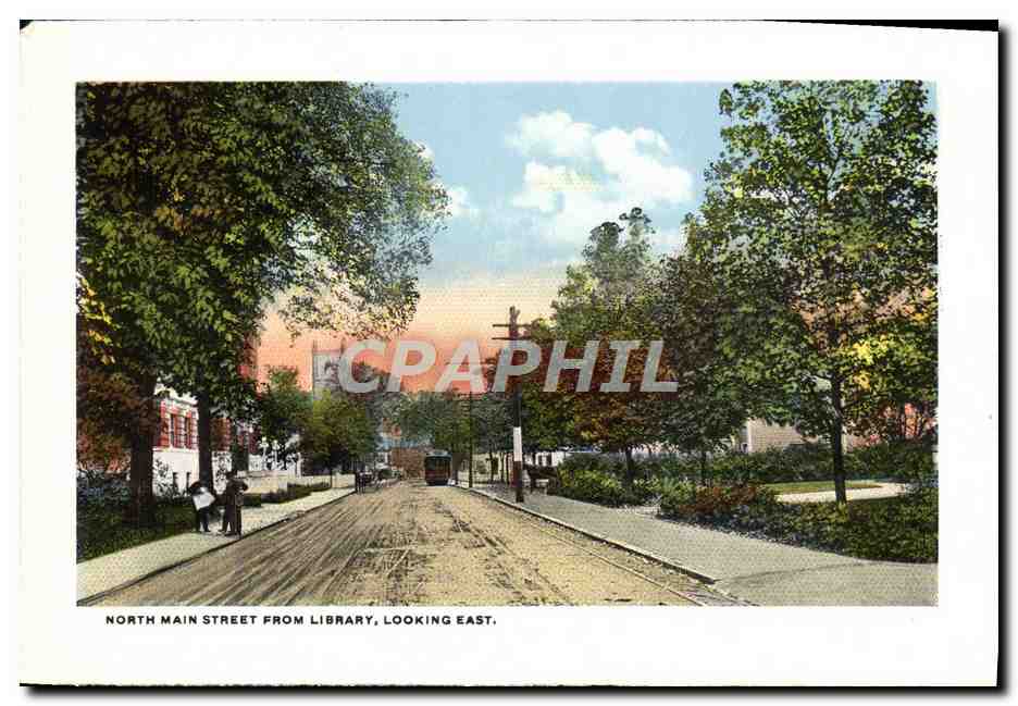 CPA Fountain Capron Park North main street from Library Looking East Bibliotheque — Rückseite