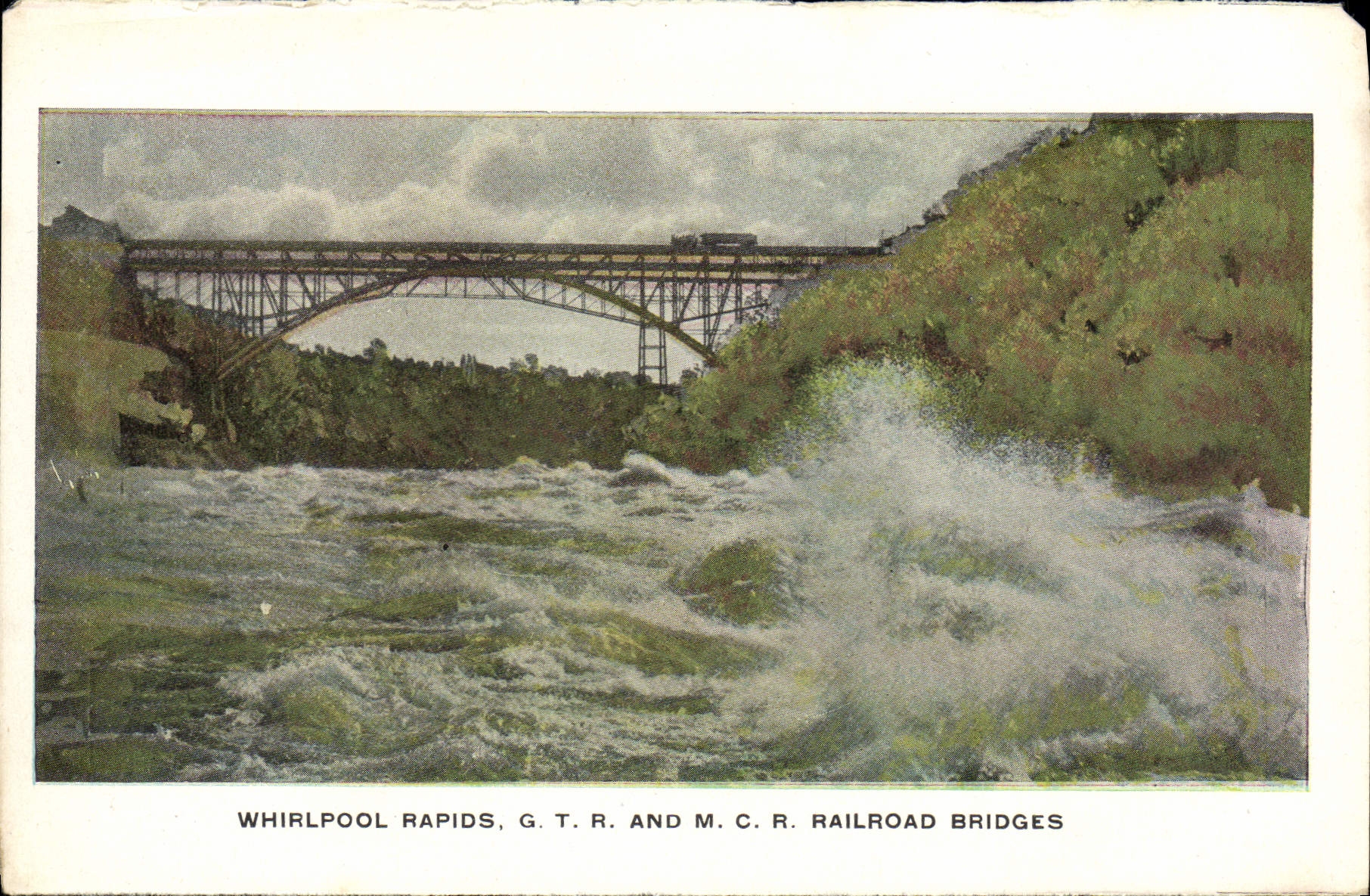 CPA Whirlpool Rapids G T R And M C R Railroad Bridges Niagara Falls