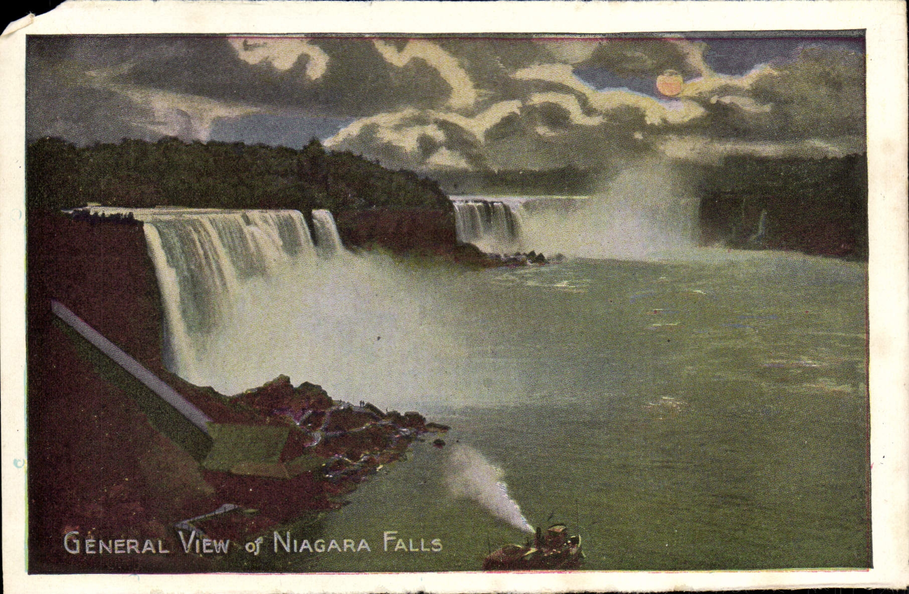 CPA General View Of Niagara Falls Bateau