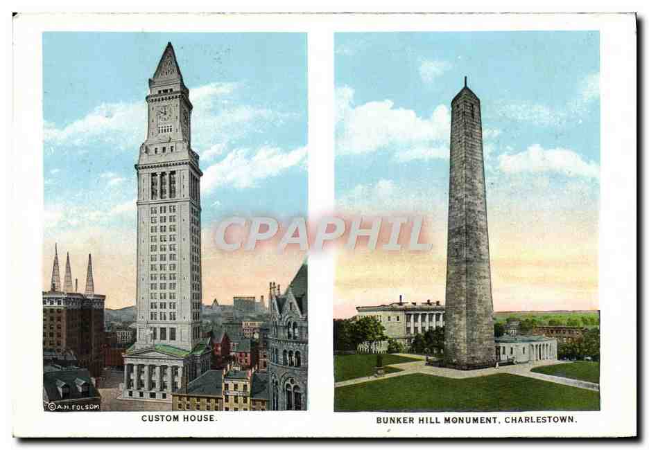 CPA Custom House Bunker Hill Monument Charlestown Summer street from Washington 
