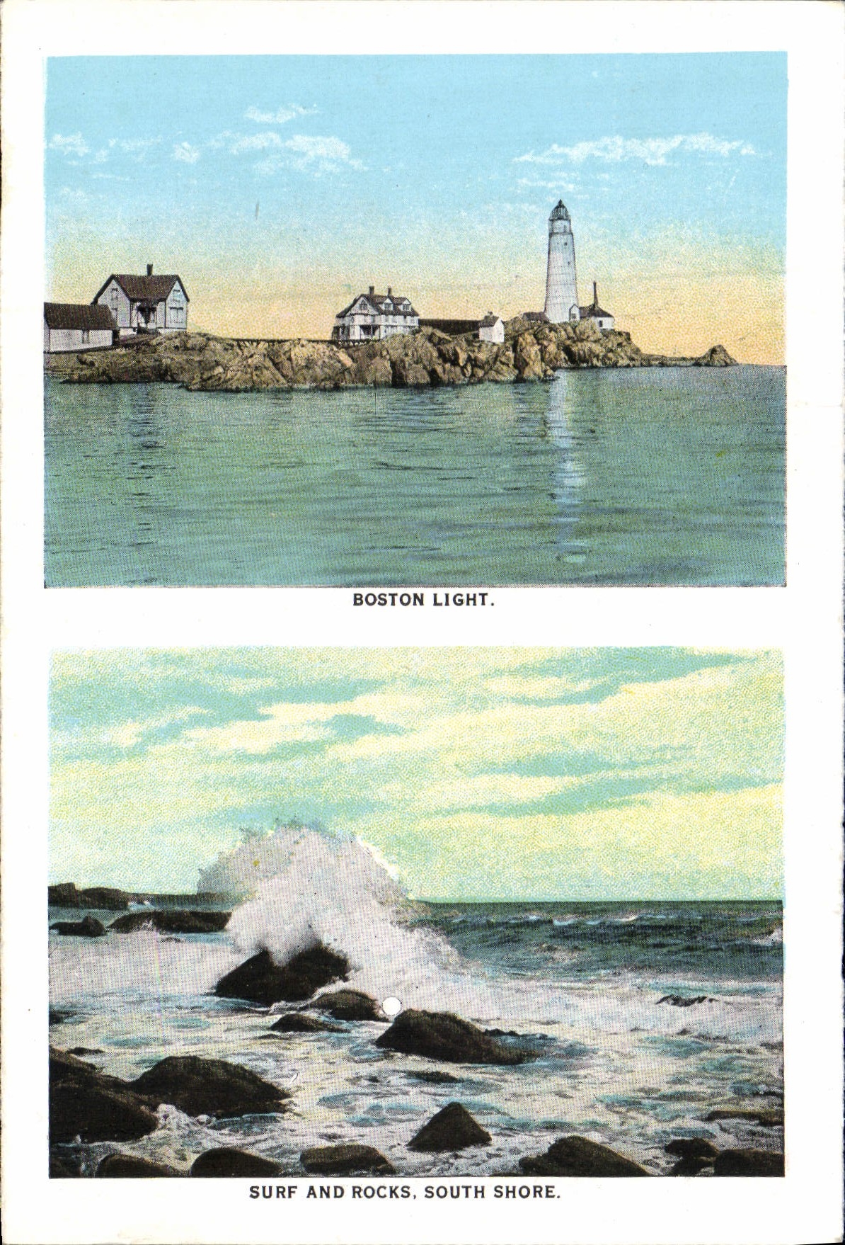 CPA Boston Light Surf And Rocks South Shore Public Library Bibliotheque Phare