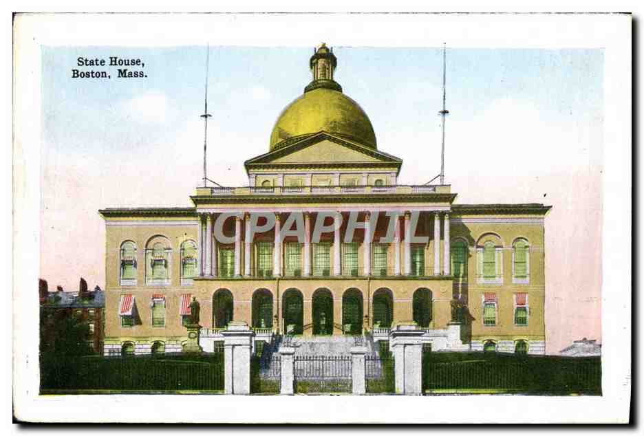 CPA Bunker Hill Monument Charlestown Mass State house — Rückseite