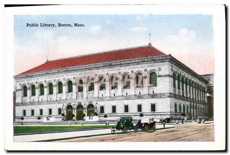 CPA Public Library Boston Mass Commonwealth Ave from Hotel Somerset Bibliotheque