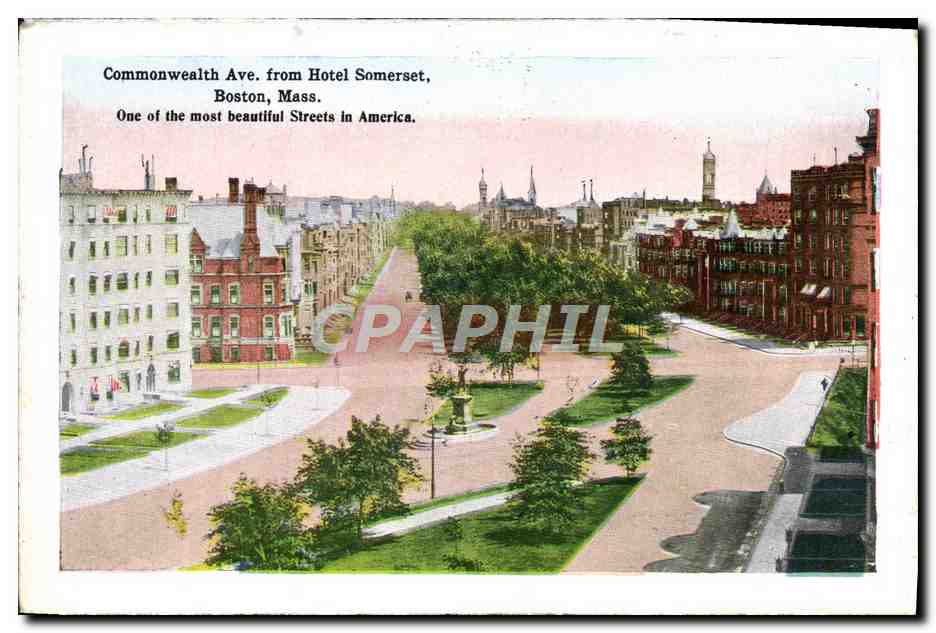 CPA Public Library Boston Mass Commonwealth Ave from Hotel Somerset Bibliotheque — Rückseite