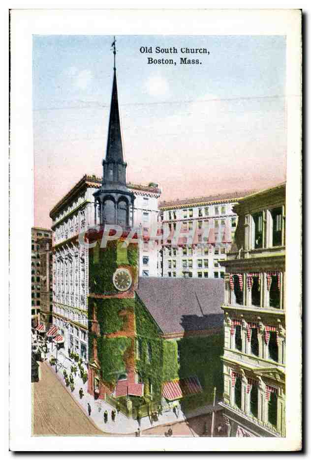 CPA Old South Church Boston Mass Copley square showing public Library Bibliotheque