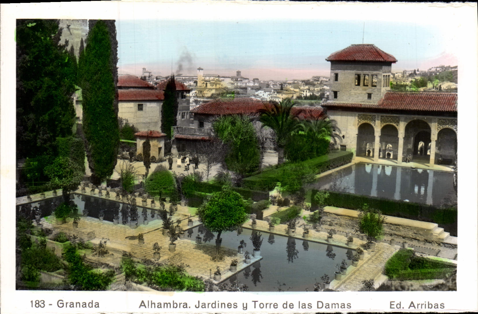 CPA Granada Alhambra Jardines Y Torre De Las Damas