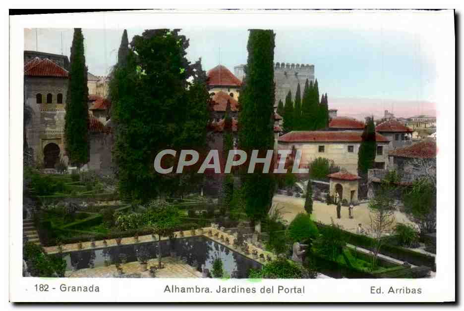 CPA Granada Alhambra Jardines Del Portal