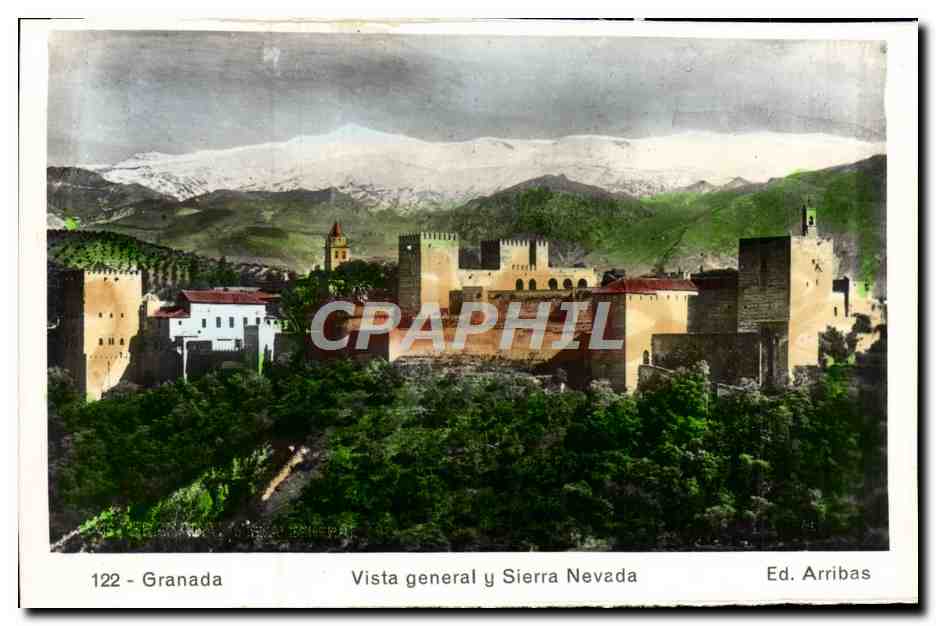 CPA Granada Vista General Y Sierra Nevada