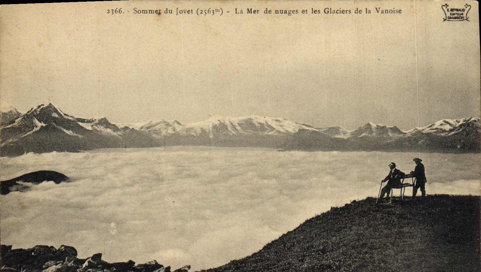 Sommet du Jovet (2563m) — La Mer de nuages et les Glaciers de la Vanoise — E. Reynald, Éditeur Chambéry
