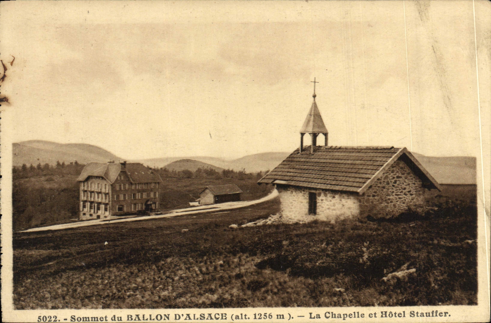 Sommet du BALLON D'ALSACE (alt. 1256 m) — La Chapelle et Hôtel Stauffer — Éditions C.L. Beaunon, n° 5022