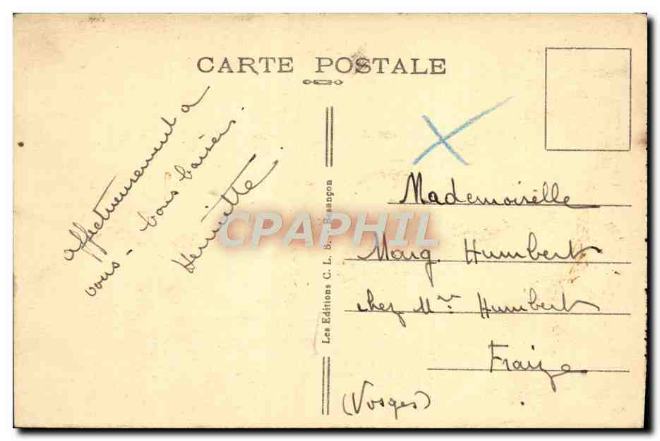 Sommet du BALLON D'ALSACE (alt. 1256 m) — La Chapelle et Hôtel Stauffer — Éditions C.L. Beaunon, n° 5022 — Achterkant