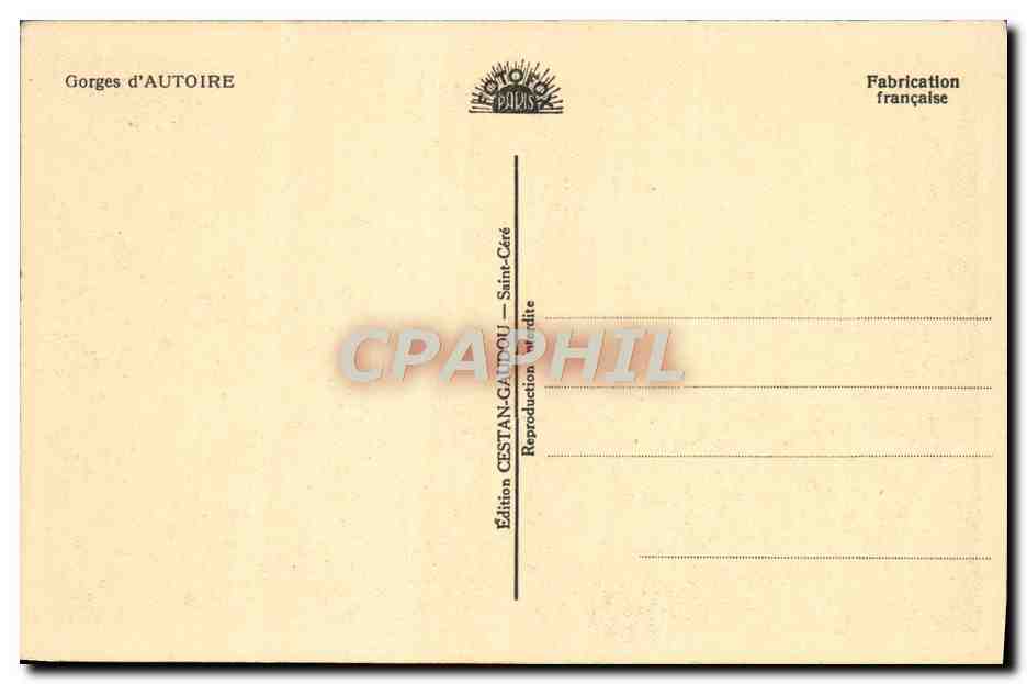 Gorges d'AUTOIRE — Saint-Céré — Édition CESTAN-GAUDOU — Rückseite