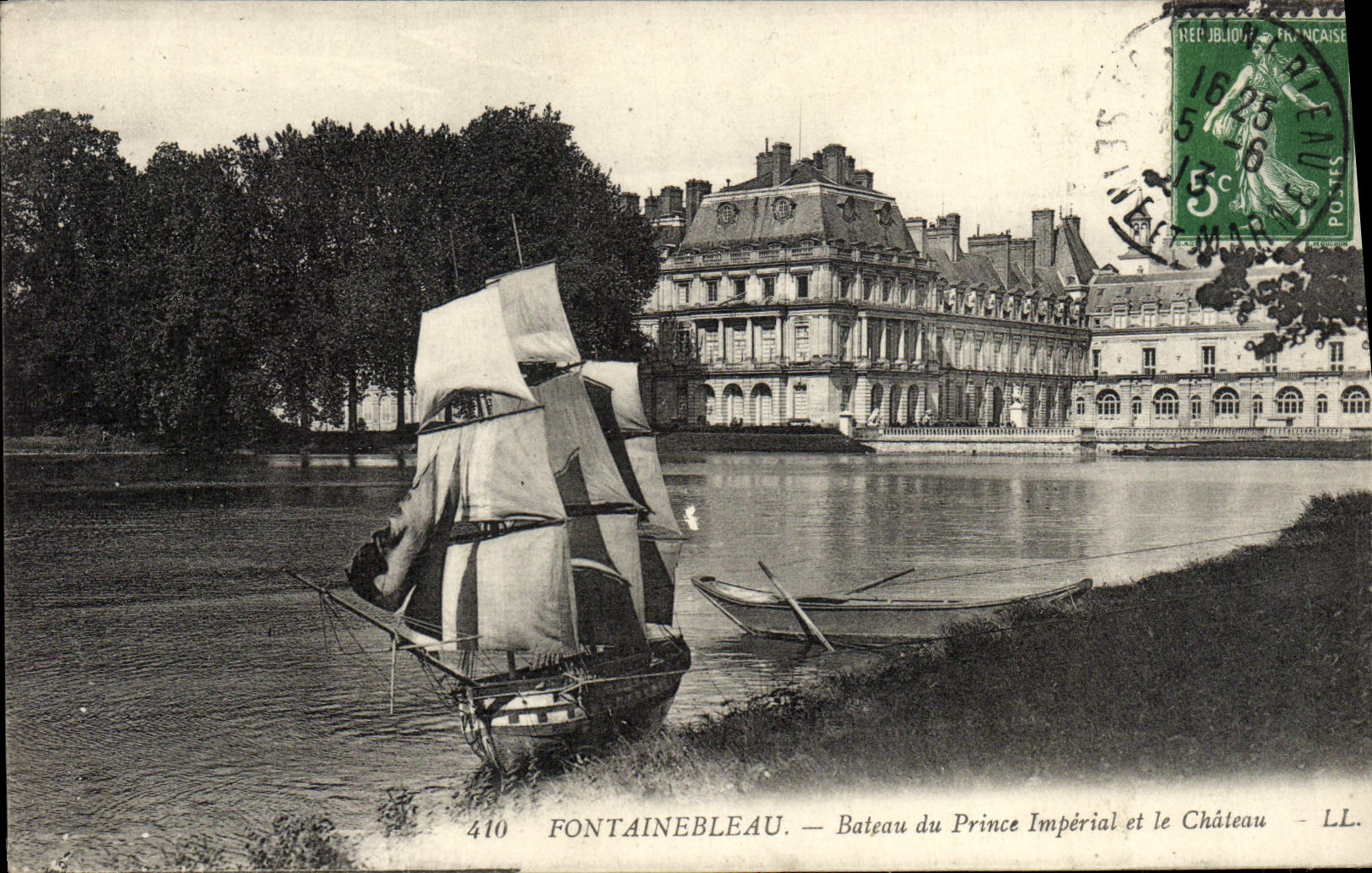 Antike Ansichtskarte Fontainebleau Boot des Prinzen Imperial und Schloss