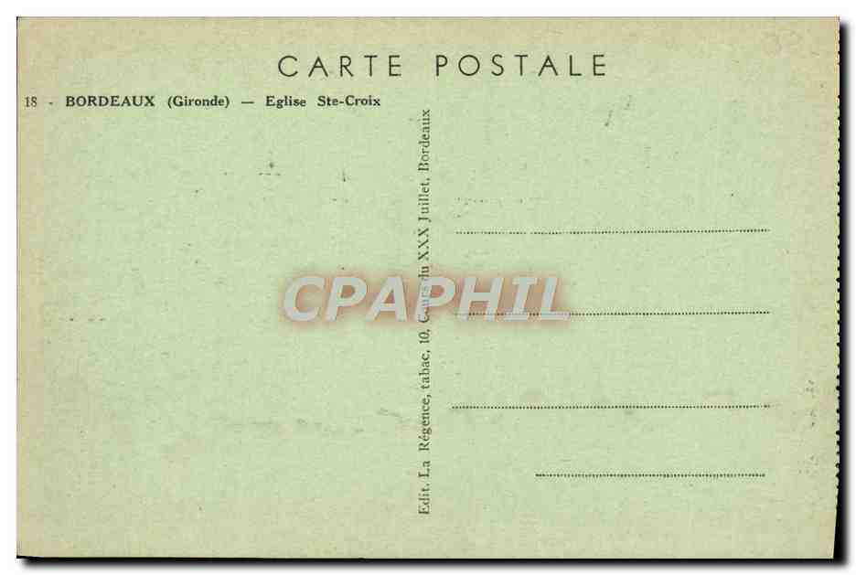 CPA Bordeaux Eglise Ste Croix — Verso