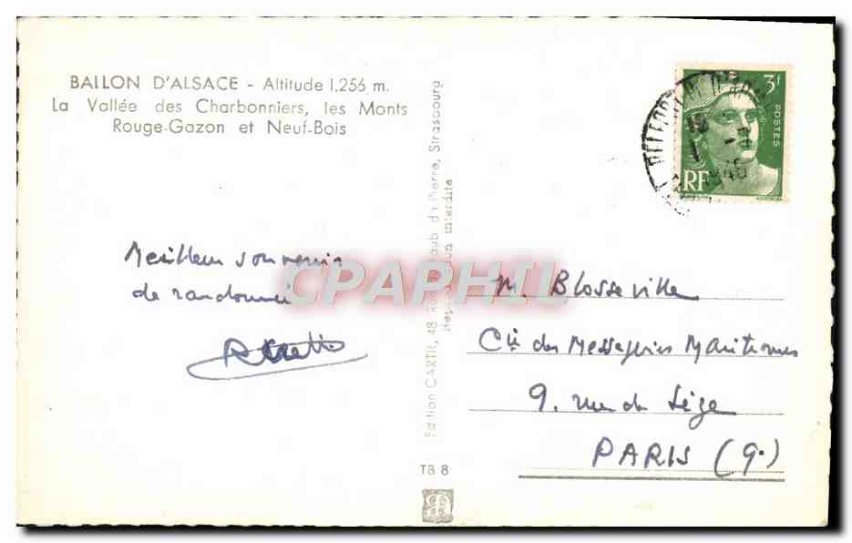 CPA Ballon d'Alsace La Vallee Des Charbonniers Les Monts Rouge Gazon Et Neuf Bois — Verso