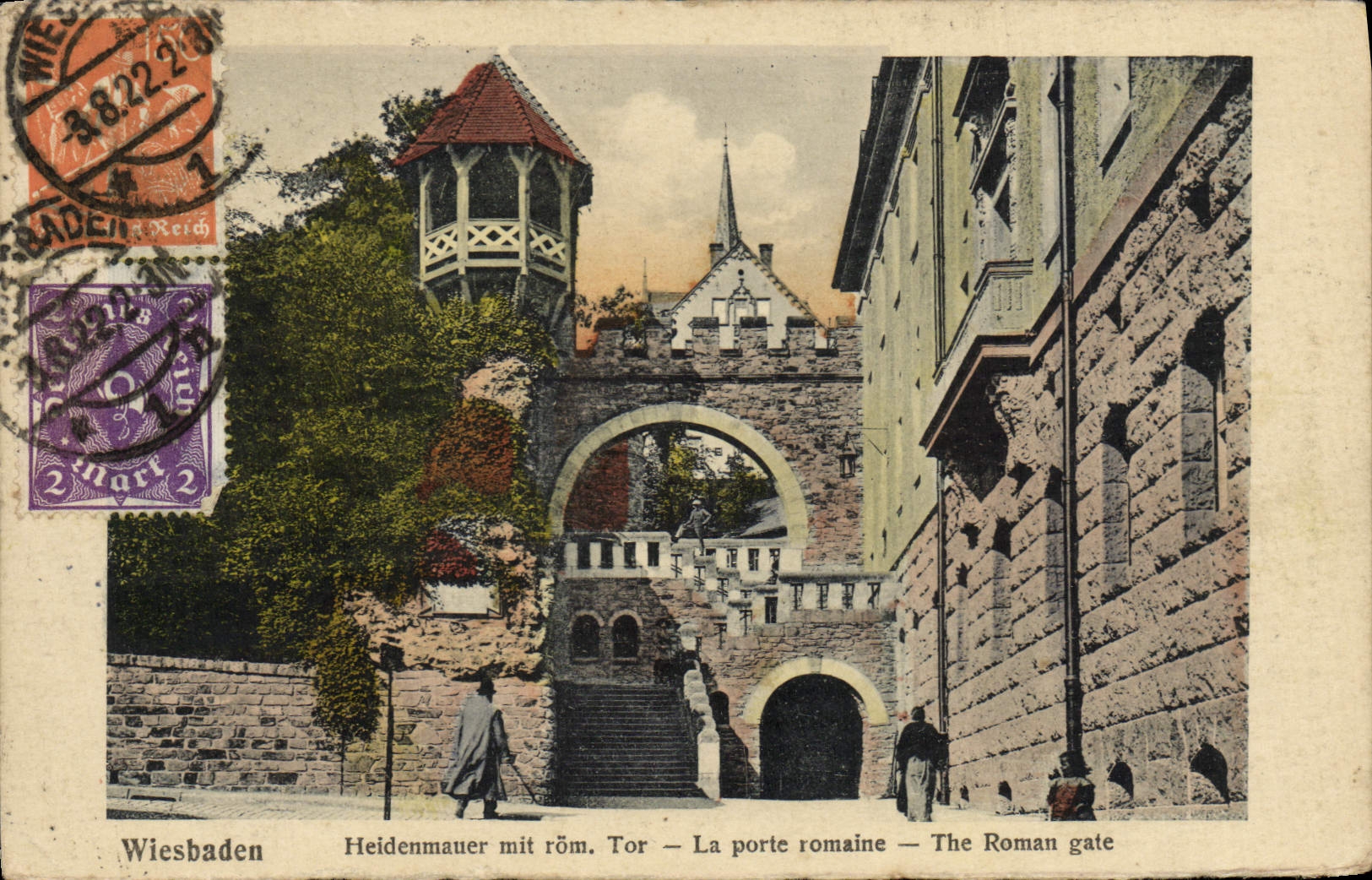 CPA Wiesbaden Heidenmauer Mit Tor La Porte Romaine