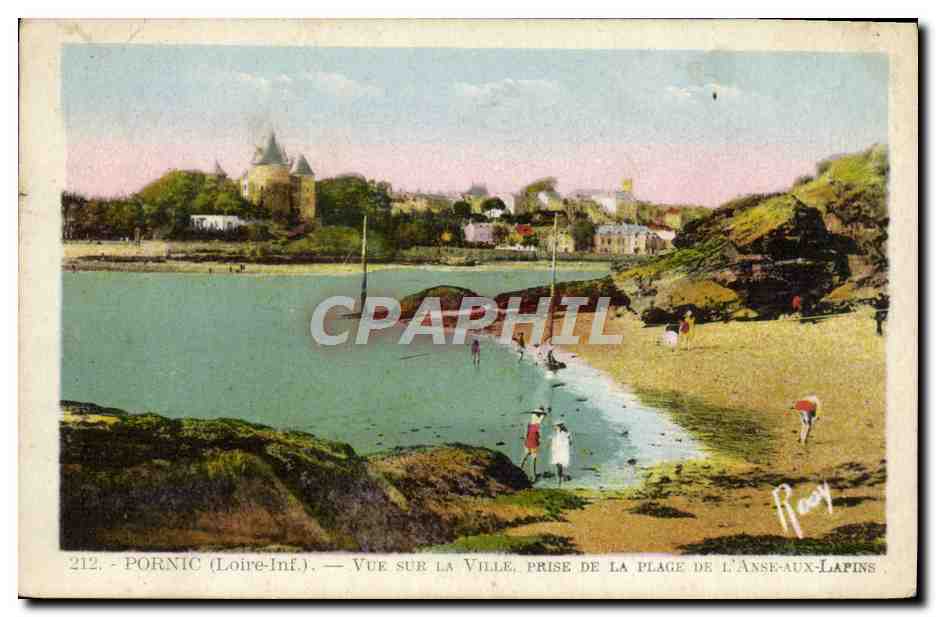 CPA Pornic Vue Sur La Ville Prise De La Plage De L'Anse Aux Lapins