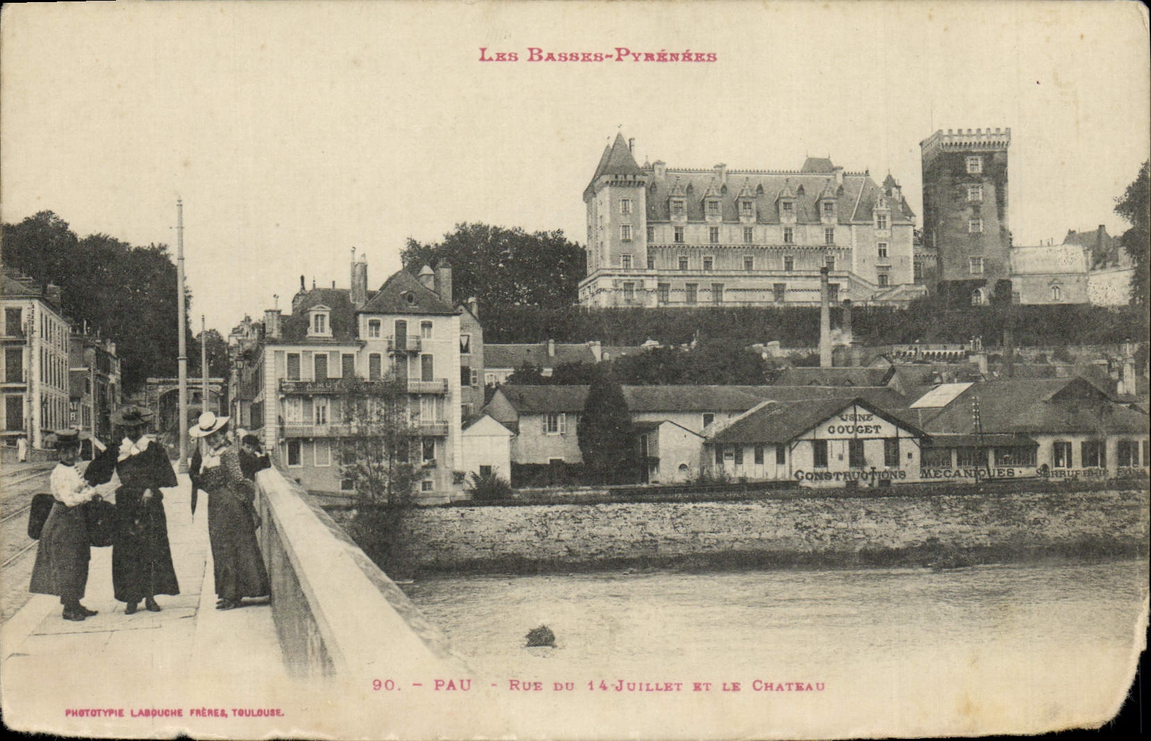 Pau — Rue du 14-Juillet et le Château — Phototypie Labduche Frères, Toulouse