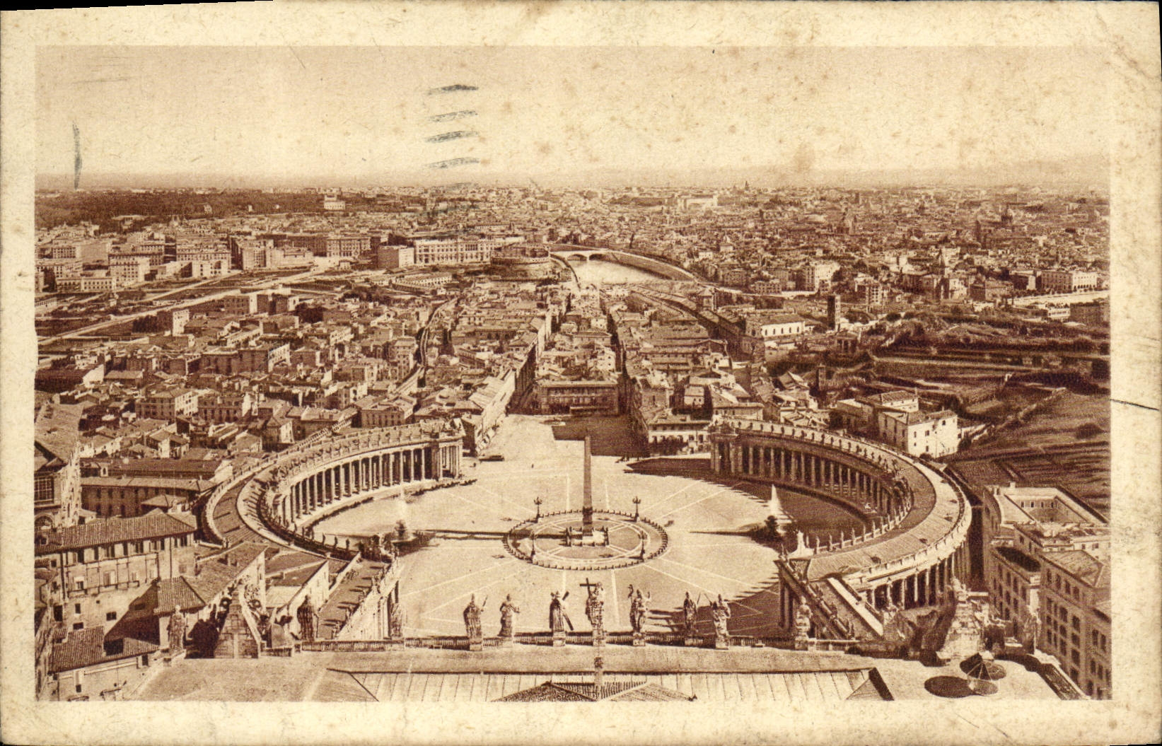 CPA Roma Piazza S Pietro E Panorama Della Citta Preso Balla Cupola