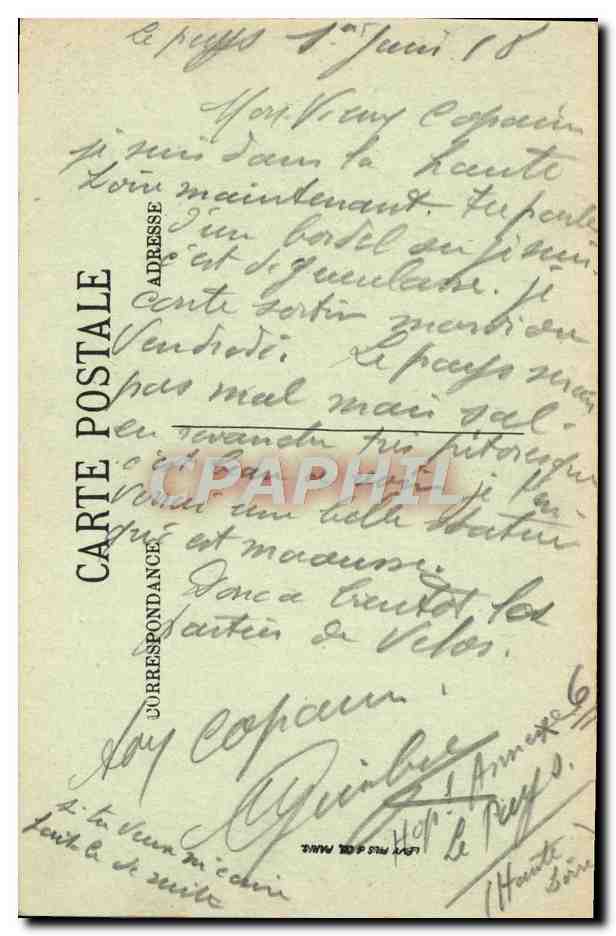 CPA Le Puy Le Rocher Saint Michel — Rückseite