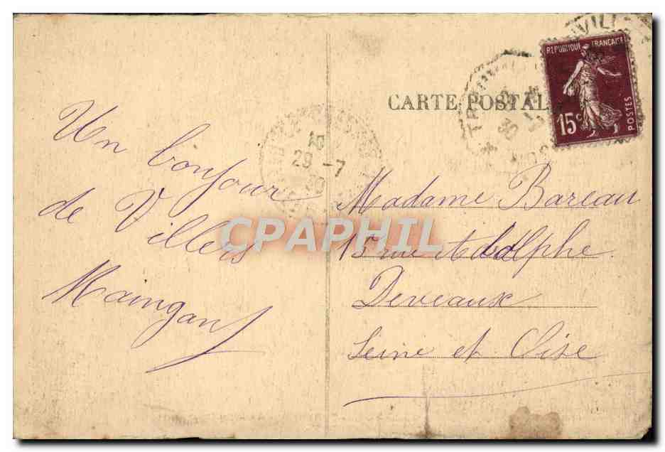 Tarjeta postal antigua Villers Sur Mer La Digue Et Les Villas — Reverso