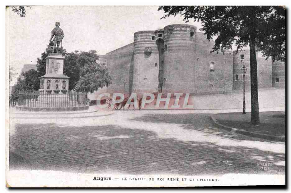 CPA Angers La Statue Du Roi Rene Et Le Chateau