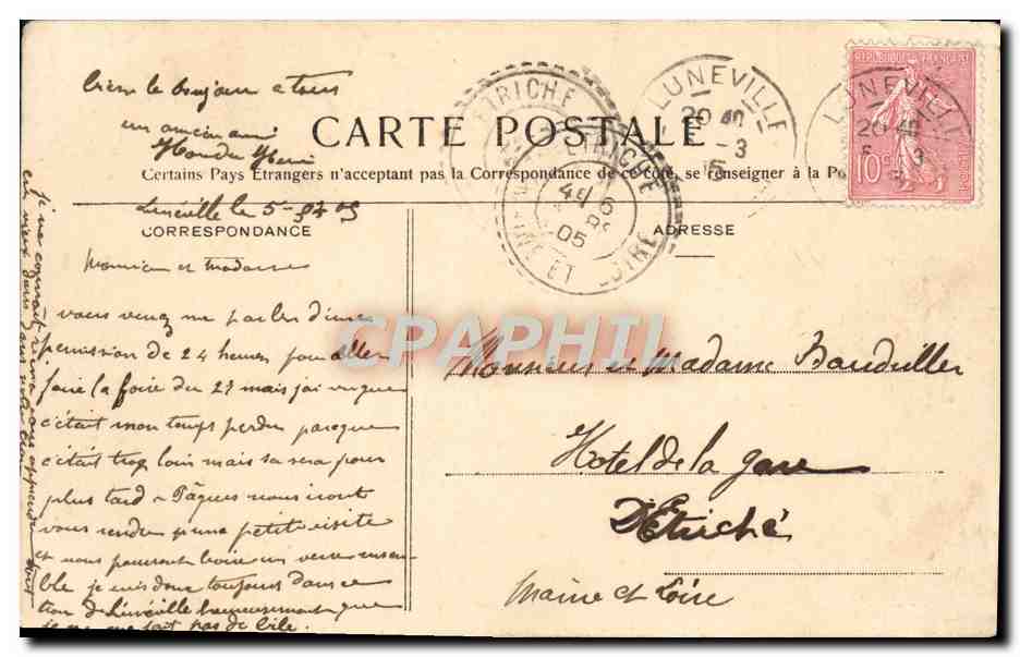 CPA Luneville Eglise Saint Jacques — Verso