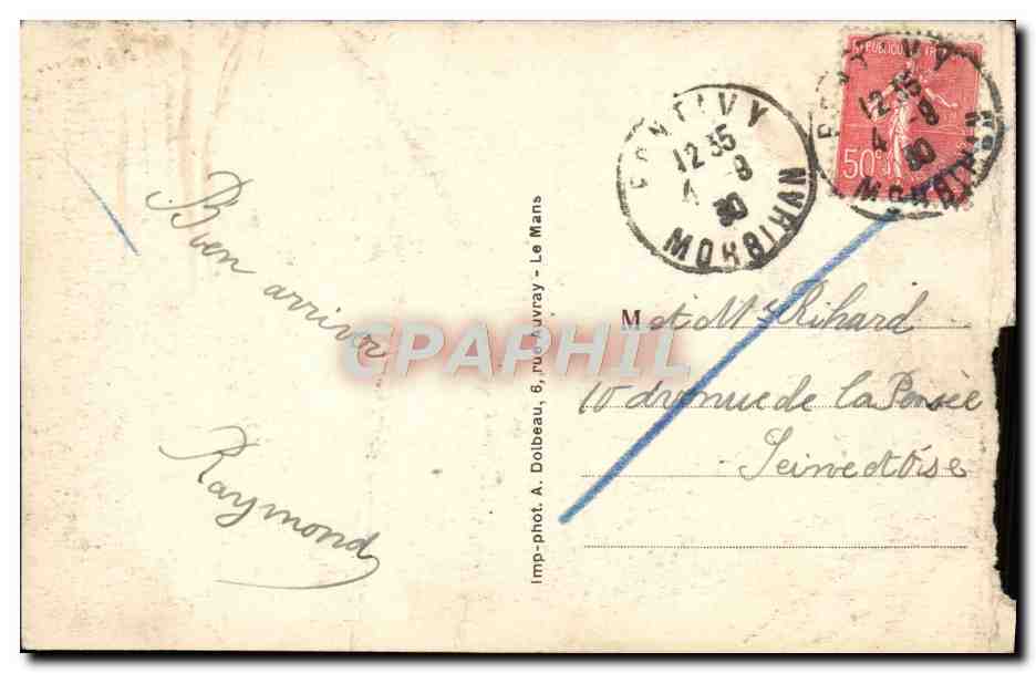 Tarjeta postal antigua Las Alpes Mancelles Saint Leonard Des Bois Vallée Et Butte De Narbonne — Reverso