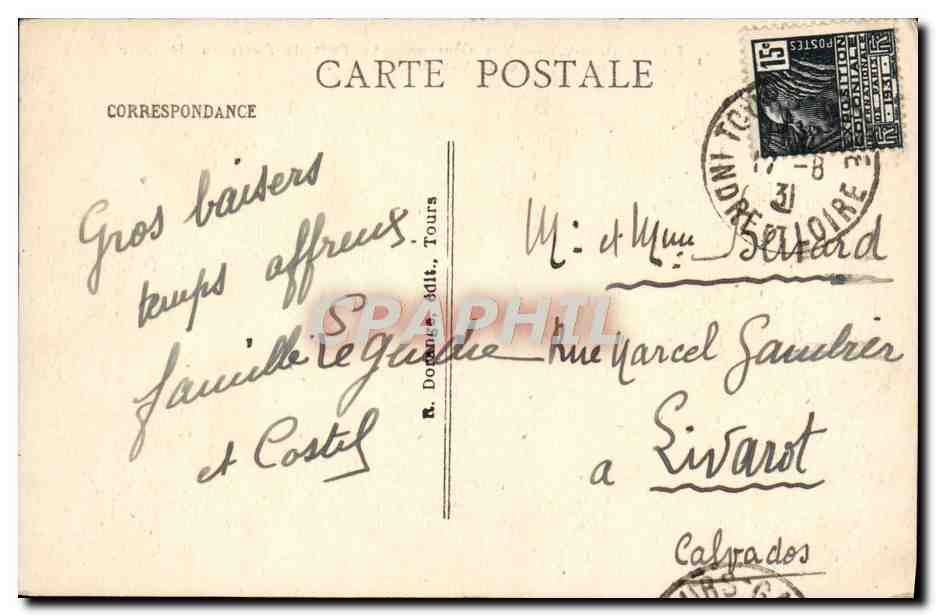 CPA Tours Vue Generale Le Pont De Pierre Sur La Loire Et La Cathedrale — Rückseite