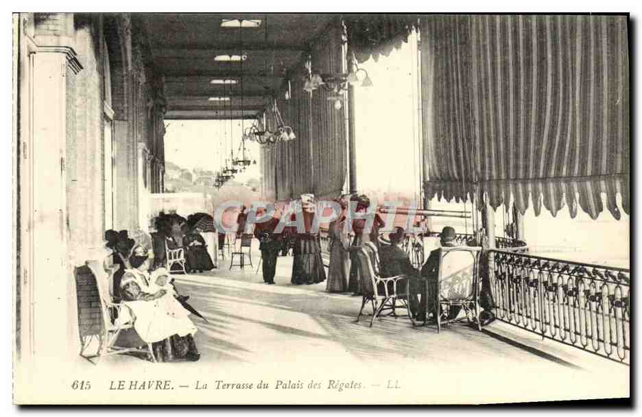 CPA Le Havre La Terrasse Du Palais Des Regates