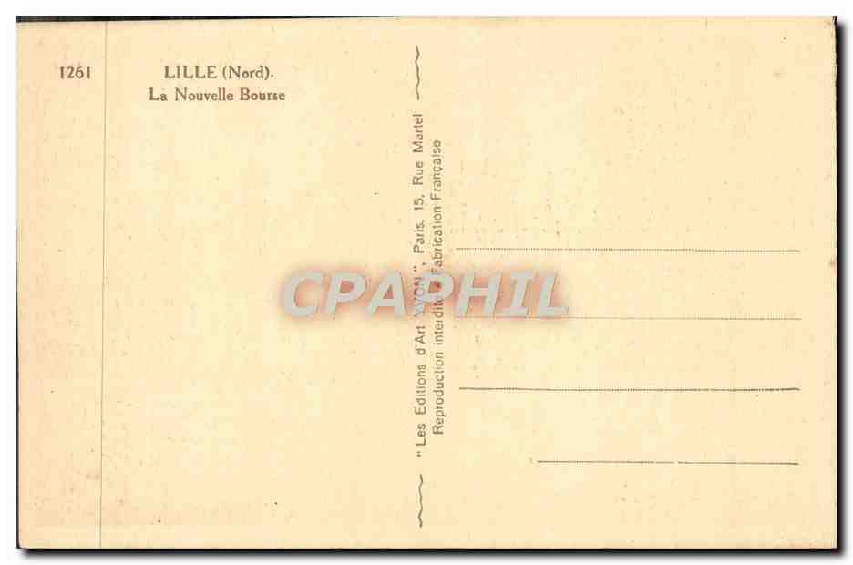 CPA Lille La Nouvelle Bourse — Rückseite
