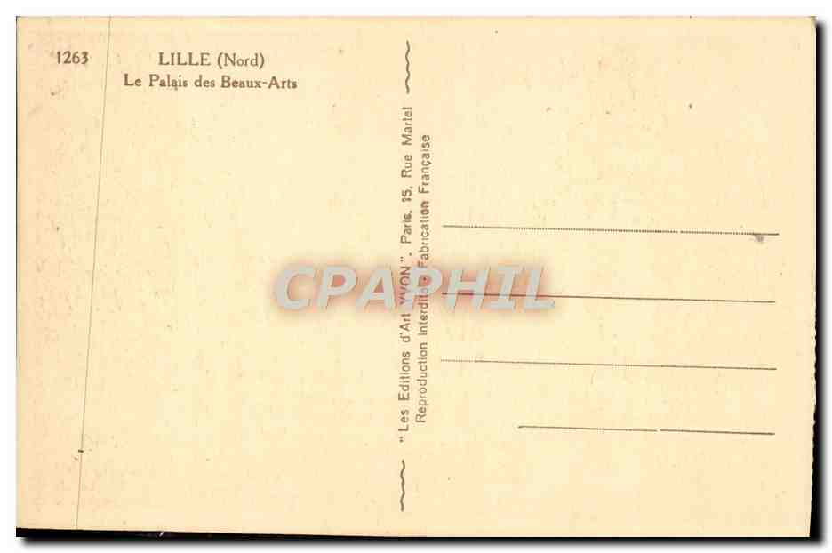 CPA Lille Le Palais Des Beaux Arts — Rückseite