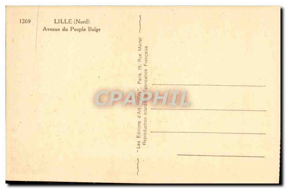 CPA Lille Avenue Du Peuple Belge — Rückseite