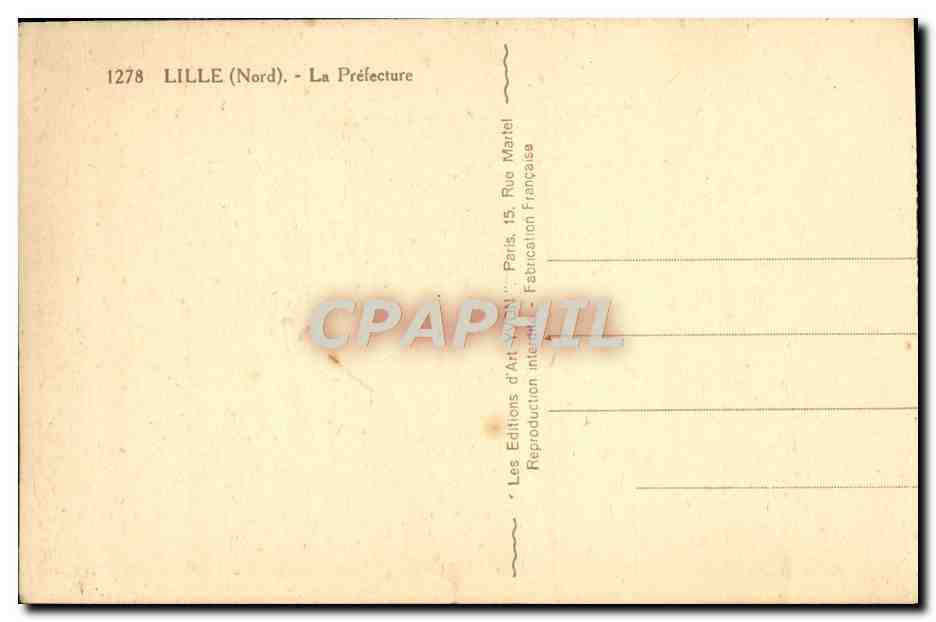 CPA Lille La Prefecture — Rückseite