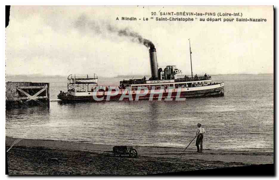 CPA Saint Brevin Les Pins Le Saint Christophe Au Depart Pour Saint Nazaire Bateau