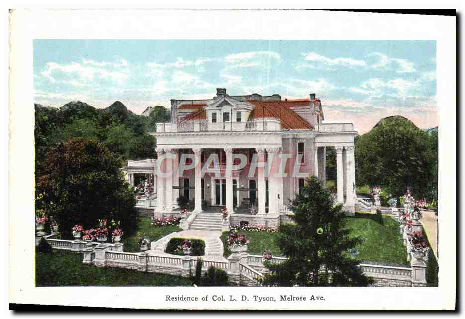CPA The Post Office Residence of Col L D Tyson Melrose Ave — Back