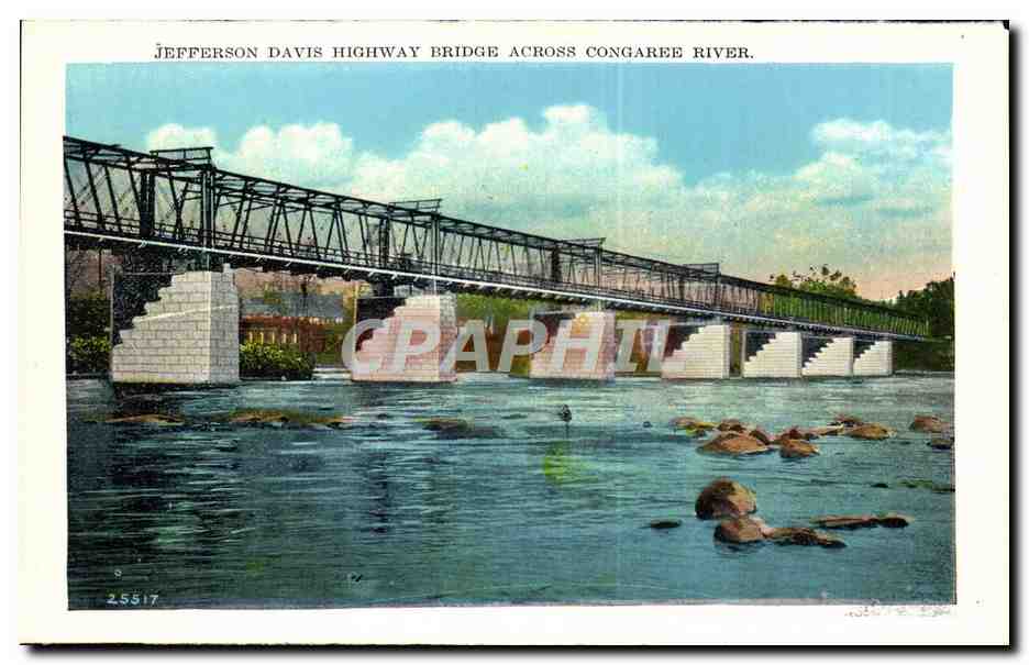 CPA Library Building University Of South Carolina Jefferson Davis Highway Bridge across Congaree River Bibliotheque — Rückseite