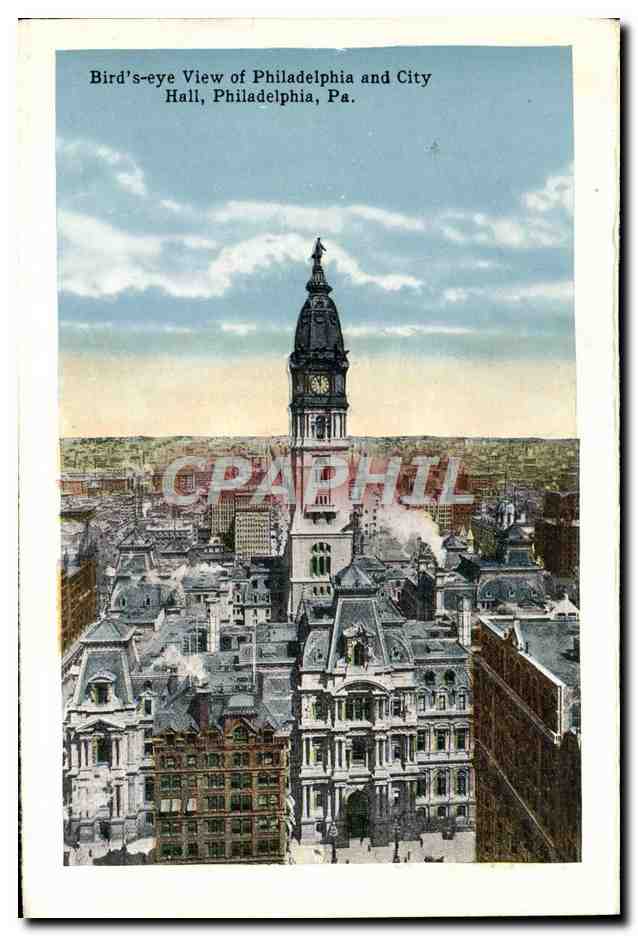 CPA Bird s'Eye View Of Philadelphia And City Hall Philadelphia League Island Navy