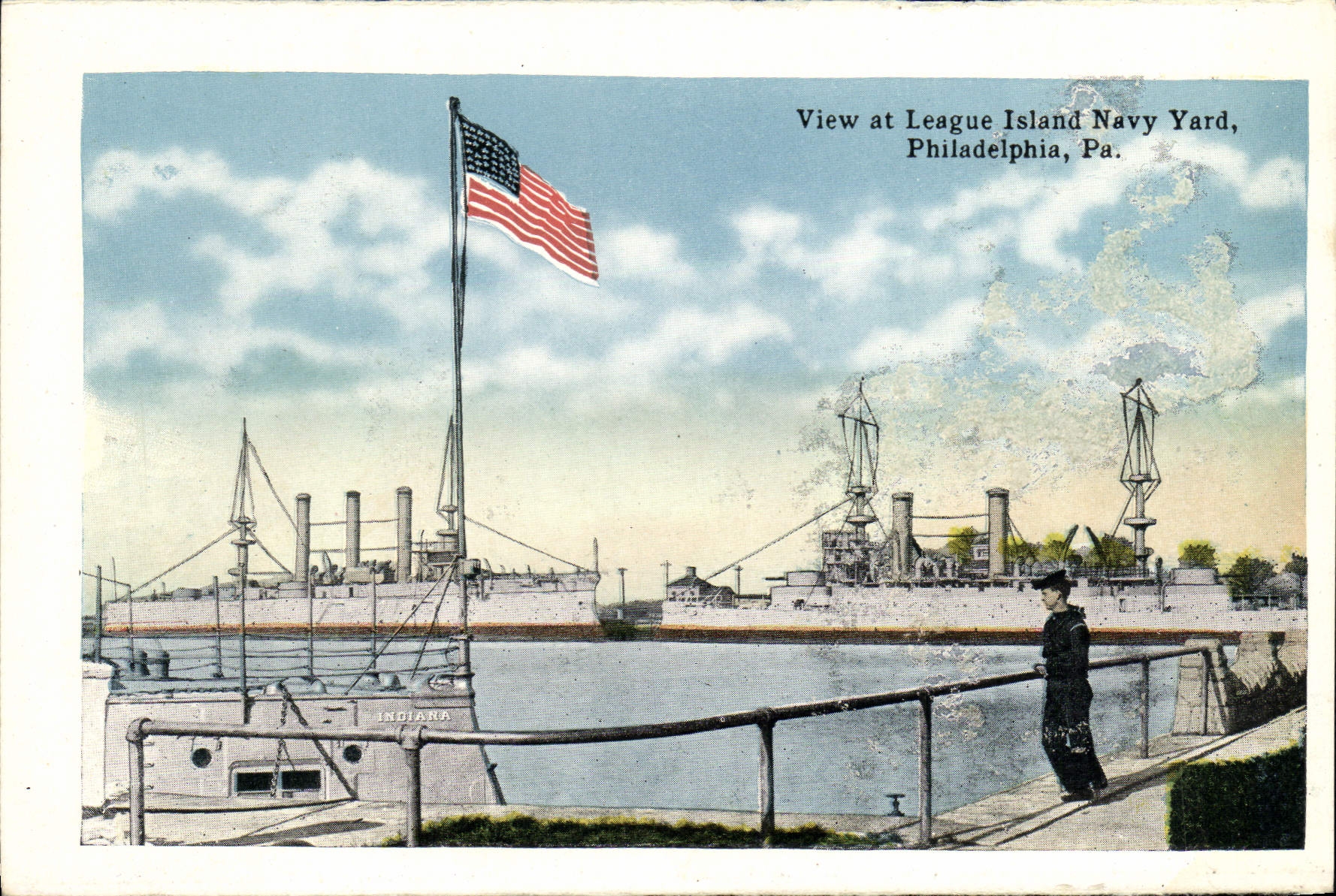 CPA View At League Island Bavy Yard Philadelphia Pa The sunken garden Fairmount Park Bateaux