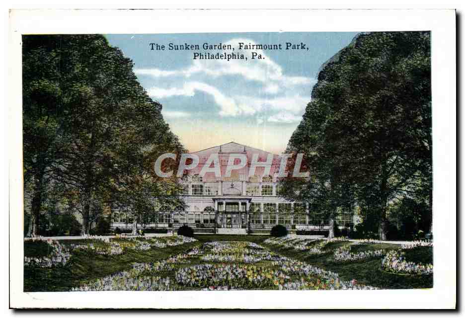 CPA View At League Island Bavy Yard Philadelphia Pa The sunken garden Fairmount Park Bateaux — Rückseite