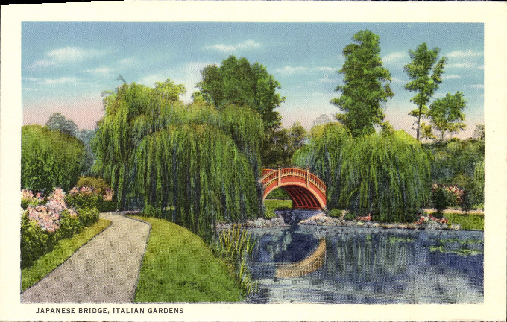 CPA Japanese Bridge Italian Gardens Education building State Capitol Park